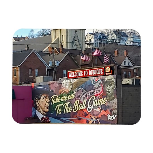 Welkom bij Dubuque, Iowa Sign met Amerikaanse vlag Magneet (Horizontaal)