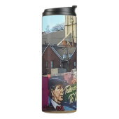 Welkom bij Dubuque, Iowa Sign met Amerikaanse vlag Thermosbeker (Gedraaid links)