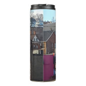 Welkom bij Dubuque, Iowa Sign met Amerikaanse vlag Thermosbeker (Achterkant)