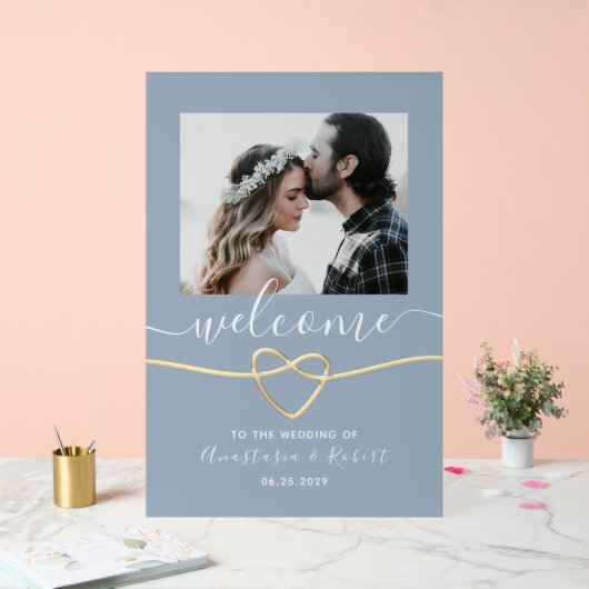 Welkom bij Dusty Blue Wedding Acryl Bord (Huwelijk)