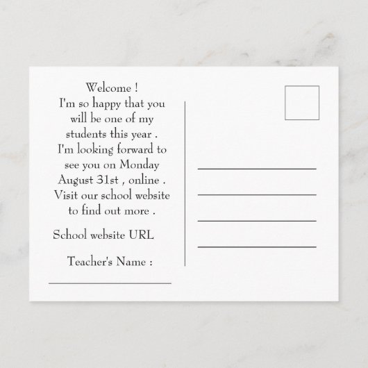 Welkom bij E-learning Briefkaart (Achterkant)