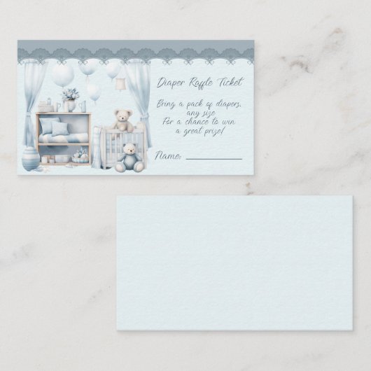 Welkom bij een Baby Boy Douche Luier Raffle Informatiekaartje (Voorkant / Achterkant)