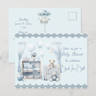 Welkom bij een Baby Boy Shower Uitnodiging Briefkaart