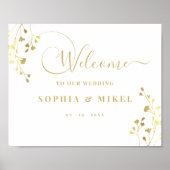 Welkom bij Elegant Gold Welcome & Floral Weduwscha Poster (Voorkant)