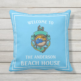 Welkom bij elke naam: Sky Blue Color  Buitenkussen