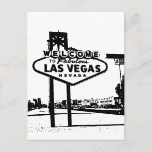 Welkom bij Fabulous Las Vegas B&W Vector Grafisch Briefkaart