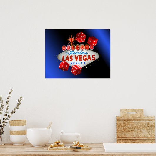 Welkom bij Fabulous Las Vegas Blue Glow Poster (Keuken)