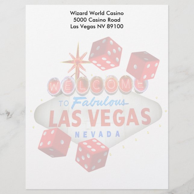 Welkom bij Fabulous Las Vegas + Dice Letterhead Briefhoofd (Voorkant)