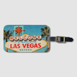 Welkom bij Fabulous Las Vegas NEVADA Retro Foto Bagagelabel