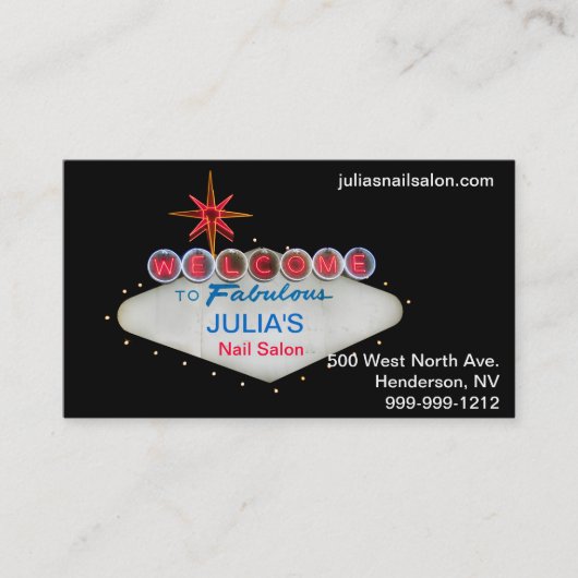 Welkom bij Fabulous Las Vegas visitekaartjes (Voorkant)