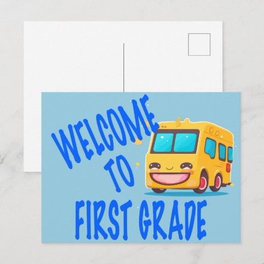 Welkom bij First Grade Bus Briefkaart (Voorkant / Achterkant)