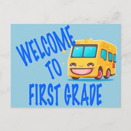 Welkom bij First Grade Bus Briefkaart (Voorkant)