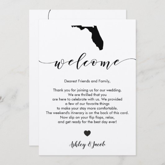 Welkom bij Florida Wedding-brief en reiskaart Programmakaart (Voorkant / Achterkant)