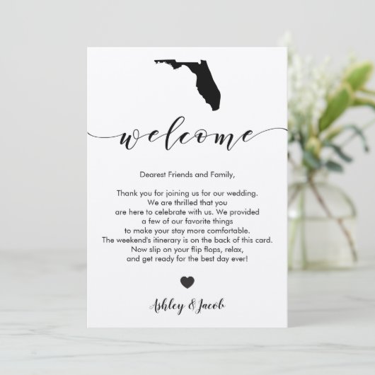 Welkom bij Florida Wedding-brief en reiskaart Programmakaart (Staand voorkant)