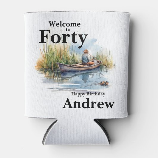 Welkom bij Forty Mannen Waterverf Vist Blikjeskoeler (Voorkant)