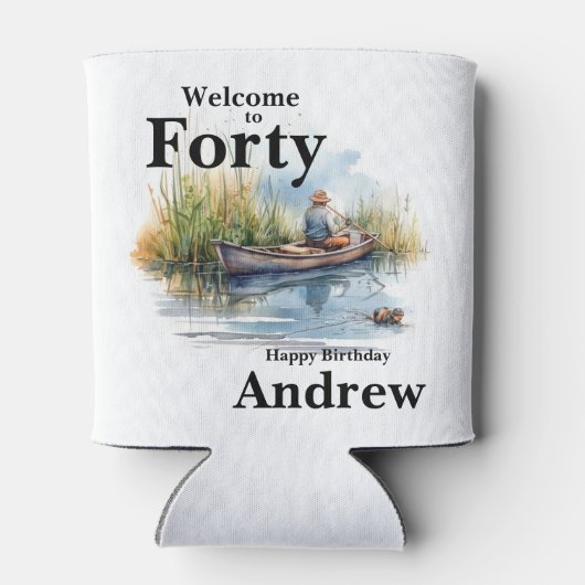 Welkom bij Forty Mannen Waterverf Vist Blikjeskoeler (Achterkant)