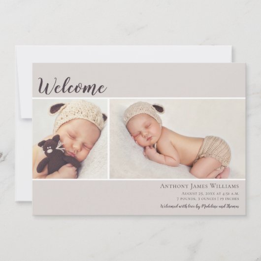 Welkom bij Foto Ecru Baby Aankondiging (Voorkant)