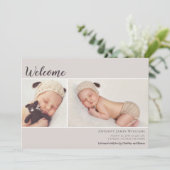 Welkom bij Foto Ecru Baby Aankondiging (Staand voorkant)