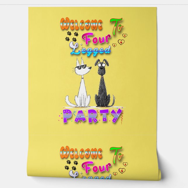 Welkom bij Four Legged Party Behang (Afrollen)
