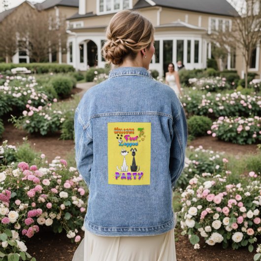 Welkom bij Four Legged Party Denim Jacket (Huwelijk Achterkant)