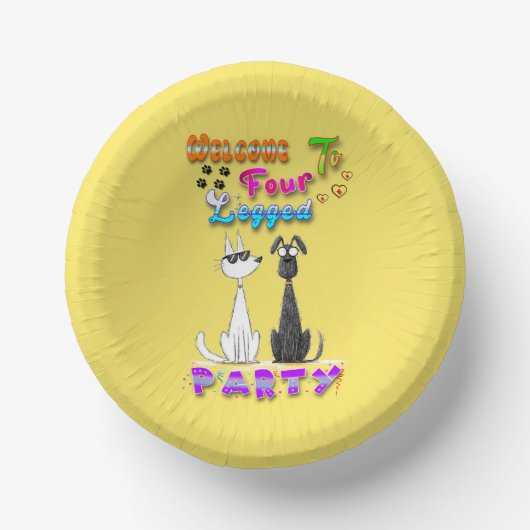 Welkom bij Four Legged Party Papieren Kommen (Voorkant)