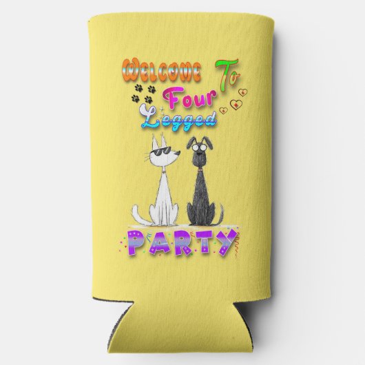 Welkom bij Four Legged Party Seltzer Blikjeskoeler (Achterkant)