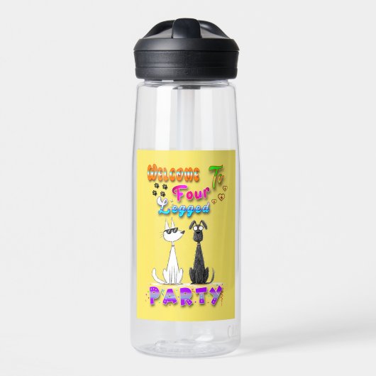 Welkom bij Four Legged Party Waterfles (Voorkant)
