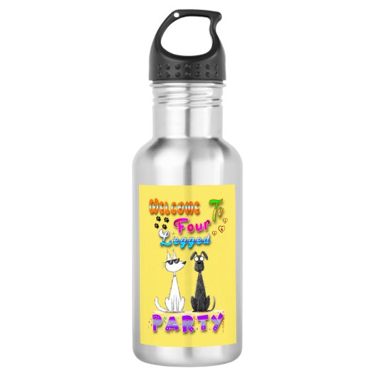Welkom bij Four Legged Party Waterfles (Voorkant)