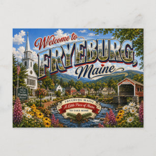 Welkom bij Fryeburg Maine Nostalgische Ansichtkaar Briefkaart