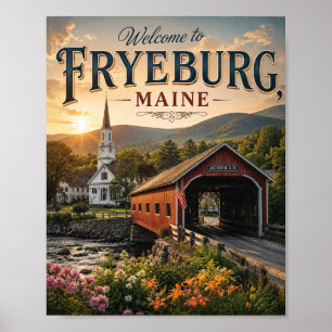 Welkom bij Fryeburg, Maine Vintage Reisposter Poster