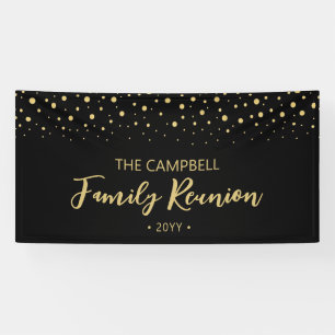 Welkom bij Gold & Black Confetti Family Reunion Pa Spandoek