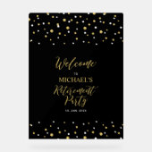 Welkom bij Gold & Black Confetti Retirement Party Acryl Bord (Voorkant)