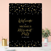 Welkom bij Gold & Black Confetti Retirement Party Acryl Bord (Huwelijk)