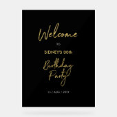 Welkom bij Gold & Black Modern Birthday Party Acryl Bord (Voorkant)