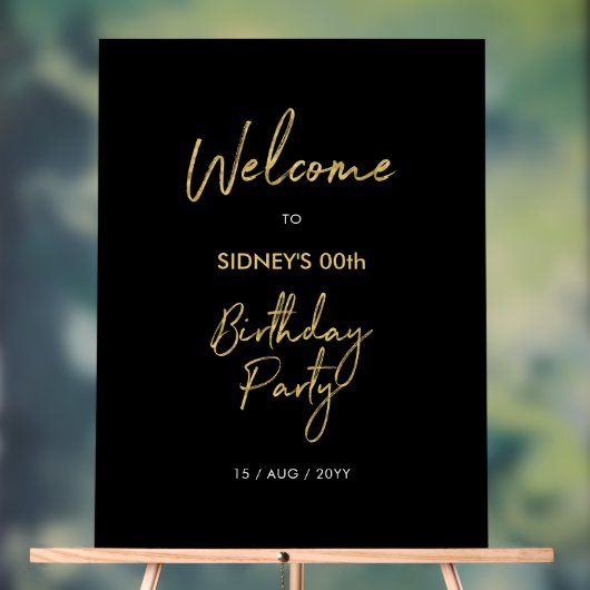 Welkom bij Gold & Black Modern Birthday Party Acryl Bord (Neutraal)