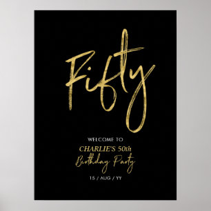 Welkom bij Gold & Black Modern Birthday Party Poster