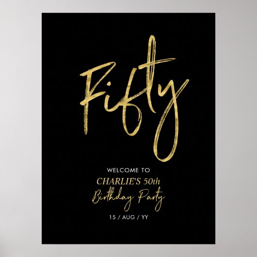 Welkom bij Gold & Black Modern Birthday Party Poster (Voorkant)