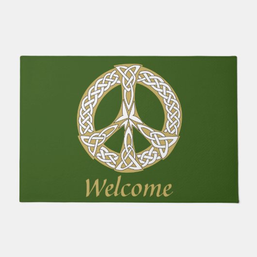 Welkom bij Gold en White Celtic Peace Sign Deurmat (Voorkant)