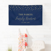 Welkom bij Gold & Navy Confetti Family Reunion Par Spandoek (Insitu)