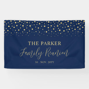 Welkom bij Gold & Navy Confetti Family Reunion Par Spandoek