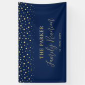 Welkom bij Gold & Navy Confetti Family Reunion Par Spandoek (Verticaal)