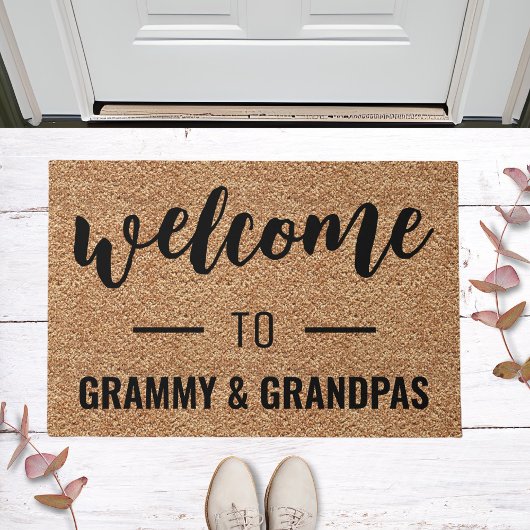 Welkom bij Grammy & Grandpas gepersonaliseerd Deurmat