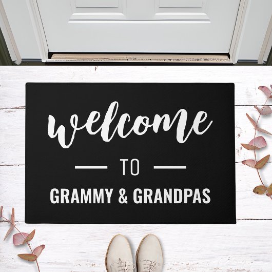 Welkom bij Grammy & Grandpas gepersonaliseerd zwar Deurmat