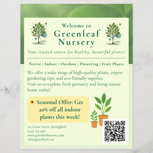 Welkom bij Greenleaf Nursery Branding Flyer (Voorkant)