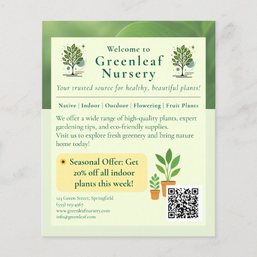 Welkom bij Greenleaf Nursery Branding Flyer (Voorkant)