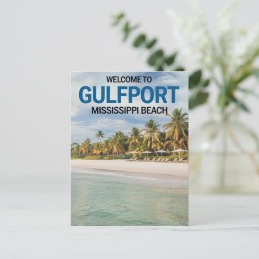 Welkom bij Gulfport Mississippi Beach Briefkaart (Staand voorkant)