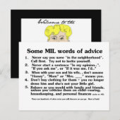 Welkom bij het advies van Moeder in Law Club Briefkaart (Voorkant / Achterkant)