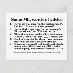 Welkom bij het advies van Moeder in Law Club Briefkaart