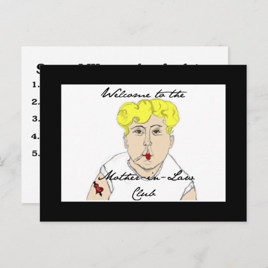 Welkom bij het advies van Moeder in Law Club Briefkaart (Voorkant / Achterkant)