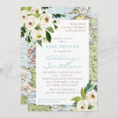 Welkom bij het Baby shower van de Floral Map Kaart (Voorkant / Achterkant)